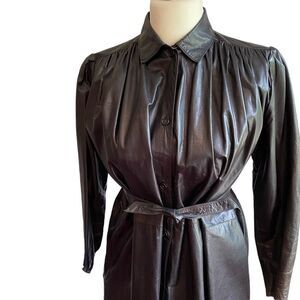 Vintage 1980’s North Beach Black Leather Buttondown Dress Size 6 New